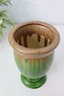 Green & Gold Drip Glaze Ceramic Vase