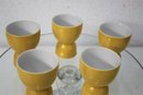 Five MCM Yellow And White Double Cup Poached Egg Cups