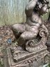 Classical Stone Composite Putti Garden Statues Holding Grapes - Painted
