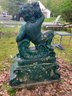 Classical Stone Composite Putti Garden Statues Holding Grapes - Painted