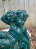 Classical Stone Composite Putti Garden Statues Holding Roses -painted