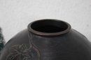 Japanese Patinated Vine And Berry Relief Bronze-tone Vase