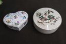 Christopher Stuart Bone China Floral Ribbon Heart Trinket Box AND Villeroy & Boch Round Trinket Box