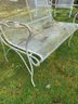 Woodard Wrought Iron Outdoor Bench With Clear Glass Coffee Table