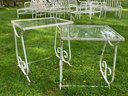 Pair Of Wrought Iron Patio Glass Top Stands