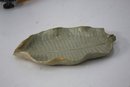 Large Sage To Earth Stoneware Fig Leaf Tray