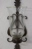 Pair Of  Rustic Wrought Iron And Inverted Bell Glass Candle Wall Sconces