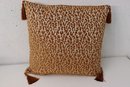 Two Leopard Weave Square Throw Pillows With Tassels
