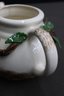 Vintage Bows And Ivy Art Pottery Tea Pot With Bird