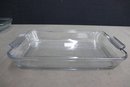 Group Lot Of Pyrex And Anchor-Hocking Glass Casseroles, A Fridge Lidded Dish, And Measuring Cup