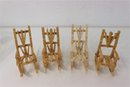 Group Of 4 Folk Craft Clothespin Miniature Adirondack Rocking Chairs
