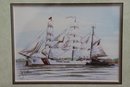 Grouping Of Three Nautical & Ship Art Works Including Original Watercolor Key West Shrimp Boats