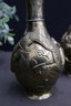 Two Chinese  Heavy Brass Dragon Relief Vases