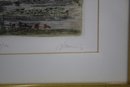 Three Signed And Framed City And Country Landscapes  - Two Colored Etching Prints And One Watercolor