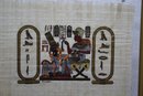 Original Egyptian Folk Art Painting On Papyrus In Float Frame, Signed