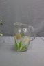 Hand Painted Magnolias Juice Pitcher And Two Juice Glass, And Lidded Jar