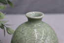 Vintage Celadon Chinese Porcelain Orb Vase