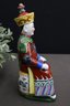 Vintage Famille Rose Porcelain Emperor Seated On Garden Stool Figurine