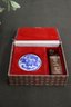Chinese Red Ink Paste Stamp Set With Carved Stone Chop Seal
