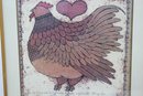 Folksy French Hen And Heart With Quote Wall Art Framed Poster