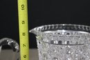 Vintage Diamond Cut Glass Pitcher And Vintage Deep Star Cut Glass Pitcher