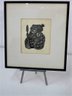 Vintage 1960s James Grashow Queen With Mirror Wood Block Print, Pencil Signed  & Framed