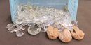 Group Lot Of Vintage Chandelier Glass Crystal Prisms And Balls And Beads And Other Parts