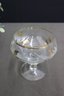 Vintage Etched And Gold Decorated Glass Pedestal Compote/Coupe