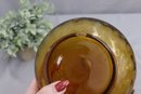 Amber Glass Genie Decanter Squat Hobnail Bubble