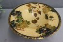 Lesley Roy Designs Signed Grape Bunches And Vines Centerpiece Pedestal Bowl