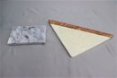 Two Marble Cheese Plates - Georges Briard Triangular/Trivet And One Rectangular Slab (missing Wire Cutter)