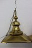 Two Large Brass-tone Pressed Tin Nautical Pendant Lanterns