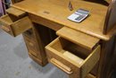 Vintage Oak Double Pedestal Roll Top Desk