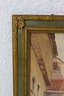 Elegant Gilt And Green Cassetta Frame With Old World Village Repro Art Print