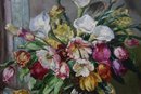 Elegant Frame With Still Life With Flowers In A Vase Reproduction Print On Canvas