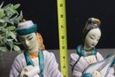 A Pair Of Vintage MCM Goldsheider Chinese Figurines -the Poet And The Guitarist Hand Painted Fine China