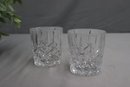 Two Vintage Crystal Decanters And Stoppers With Two Matching Old-Fashioned Glasses