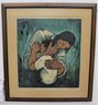 Framed Woodcut: Florence Siegel  'Title Don't You Turn Back 'signed And Dated