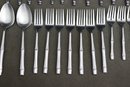 Vintage Bamboo Form Handles Stainless Flatware 50pc Japan