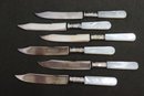 Group Lot Of 6 Mother Of Pearl Handle Steak Knives Universal L.F. & C