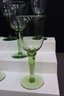 Group Lot Of 11 Green Glass Stem Tulip Goblets