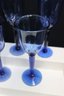 Group Lot Of 12 Cobalt Blue Glass Tulip Flare Goblets