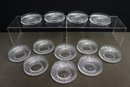 Group Lot Of 12 Small Diamond Cut Glass Crystal Bowls (chips To Rim On 7 Of The 12)