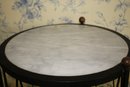 Iron Drum Form Stand With A Round Mable Top