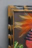 Vintage Hand-Painted Mexican Feather 'painting' Folk Art In Frame