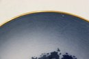 Blue And White Gold Rim Hand Painted Landscape Wall Plate In The Danish Style, Bottom Marked BFK 327