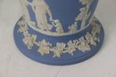 Vintage Wedgwood Portland Blue Jasperware Vase With Flower Arranger/Frog