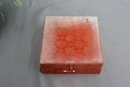 Vintage Chinese Carved Stone Chop (Ink Stamp) With Red Wax In Blue & White Porcelain Pot