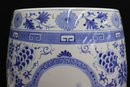Blue & White Chinese Porcelain Garden Stool, Blue Character Mark On Bottom  20'