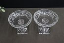 Two Cut Glass Pedestal Coupe Bowls/Compotes